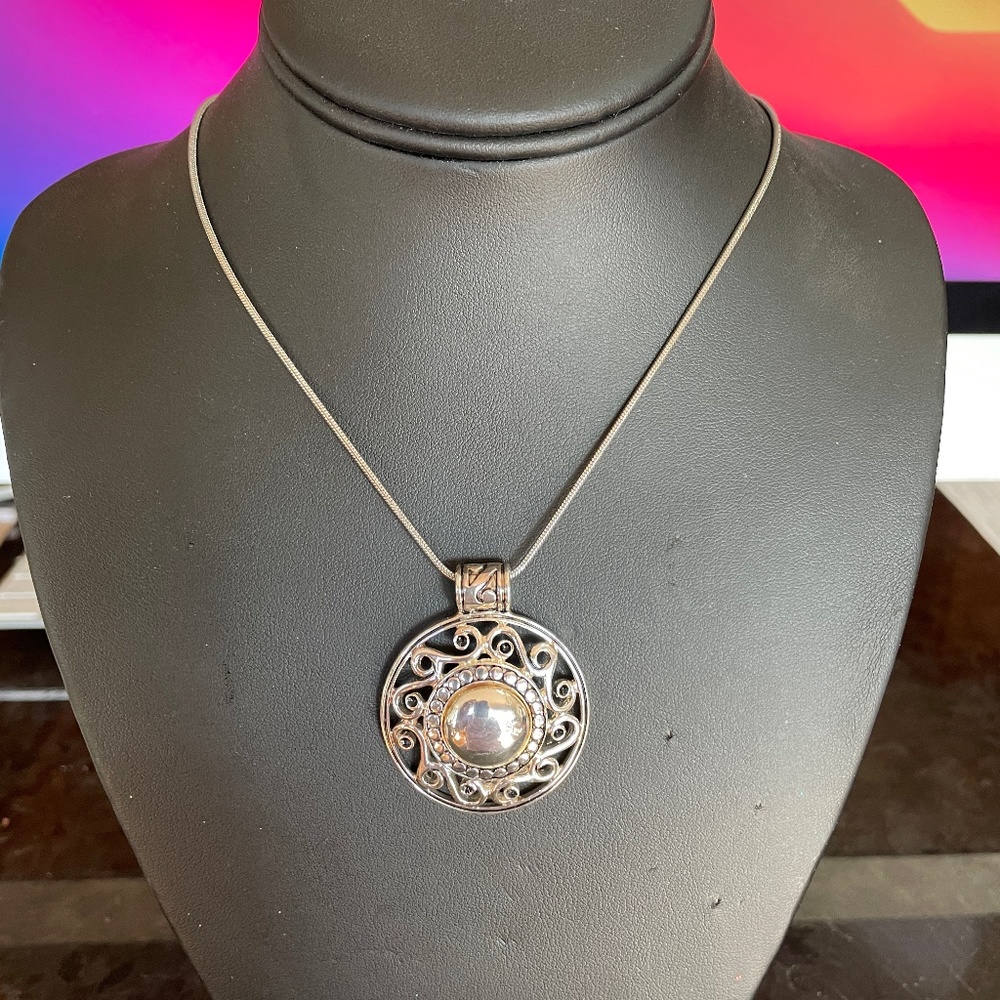 Vintage RMN Silver/ Gold Pendant Necklace